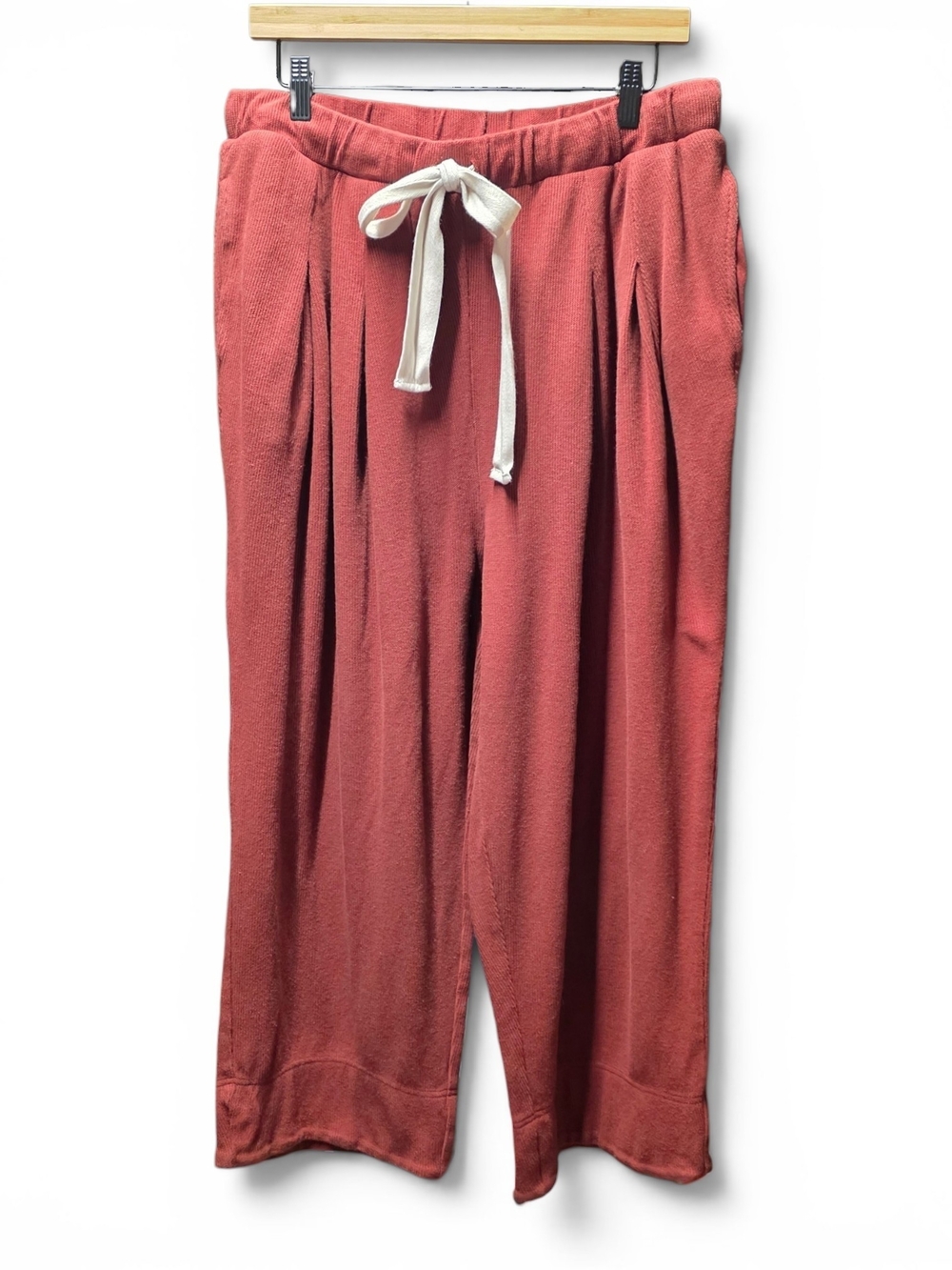FP Beach Free People Rust Knit Wide Leg Drawstring Pants Size XL